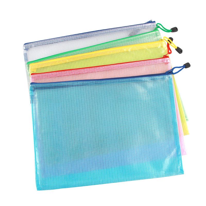 A4 Transparent Mesh Zipper File Bag - Office & Business Document Tote