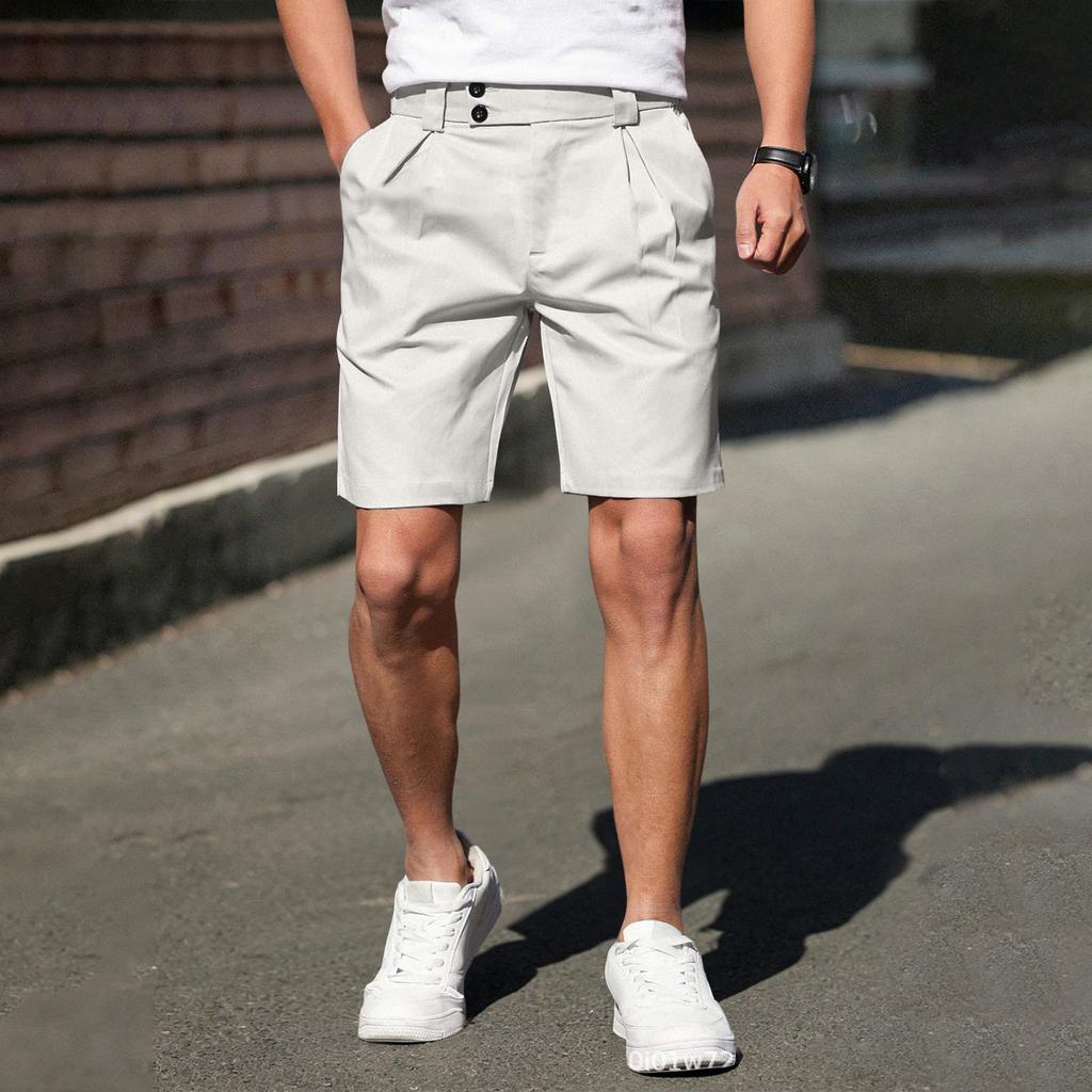 Herren Freizeithose Gerader Schnitt Knopfbefestigung Reißverschluss Seitentaschen Gürtelschlaufen Leichter Stoff für den täglichen Gebrauch