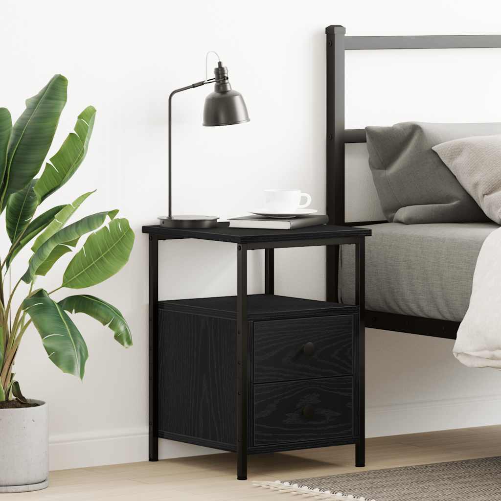 Nightstand In Black Oak Look 34 X 35.5 X 50 Cm Particleboard