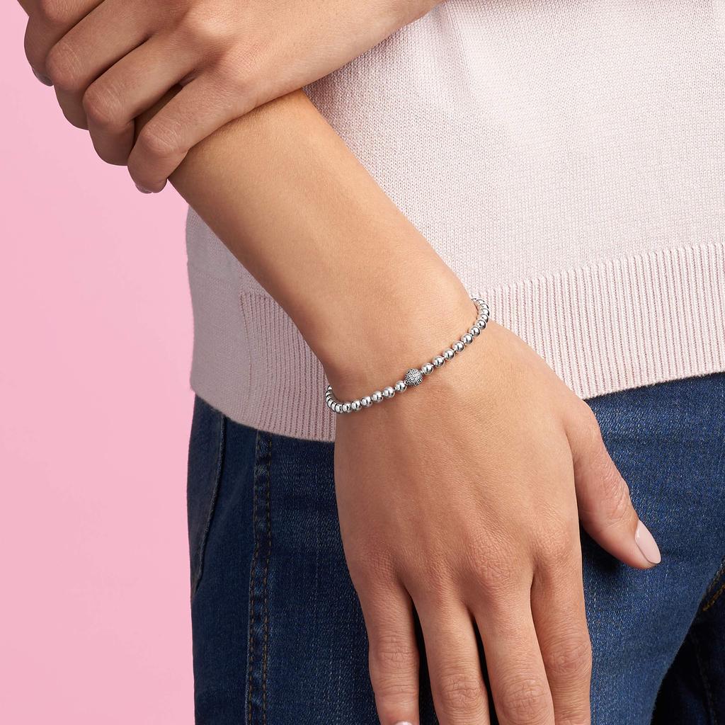 Pandora Moments Bead Clear Cubic Officially Imported & Pavé Bracelet, 19cm, (Sterling Silver, Zirconia) 598342CZ-19,