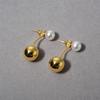 Round Bead Pearl Earrings Front And Rear Hanging Stud Earrings Xiaohongshu Temperament High-End Temperament Versatile Earrings