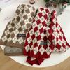 Christmas Cute Plaid Scarf Women's Winter New Versatile Diamond Imitation Cashmere Shawl Thickened Couple Scarf