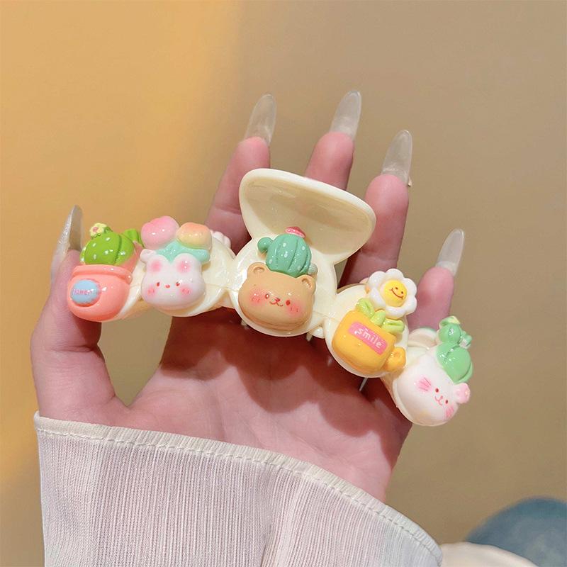 Korean High-End Acrylic Flower Hair Clip for Women - Large Shark Clip for Voluminous Styles