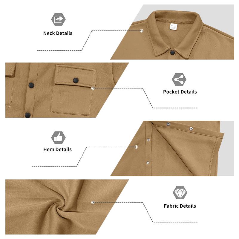 Autumn and Winter Heavyweight European and American Men's Loose and Casual Multi Pocket Plus Velvet Lapel Jacket Jacket Jacket
