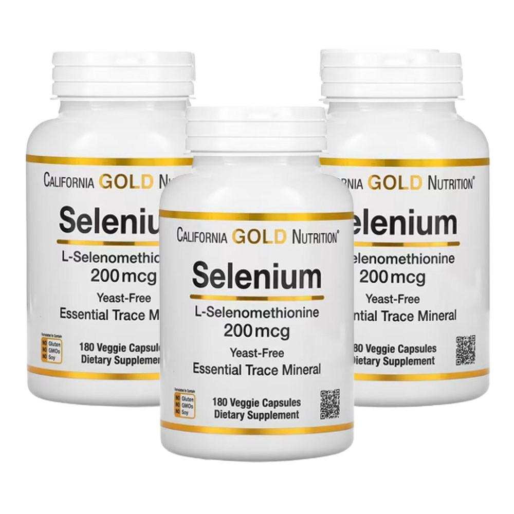 California Gold Nutrition Selenium Yeast-Free 200mcg Veggie Capsules 180 Tablets 3 pcs