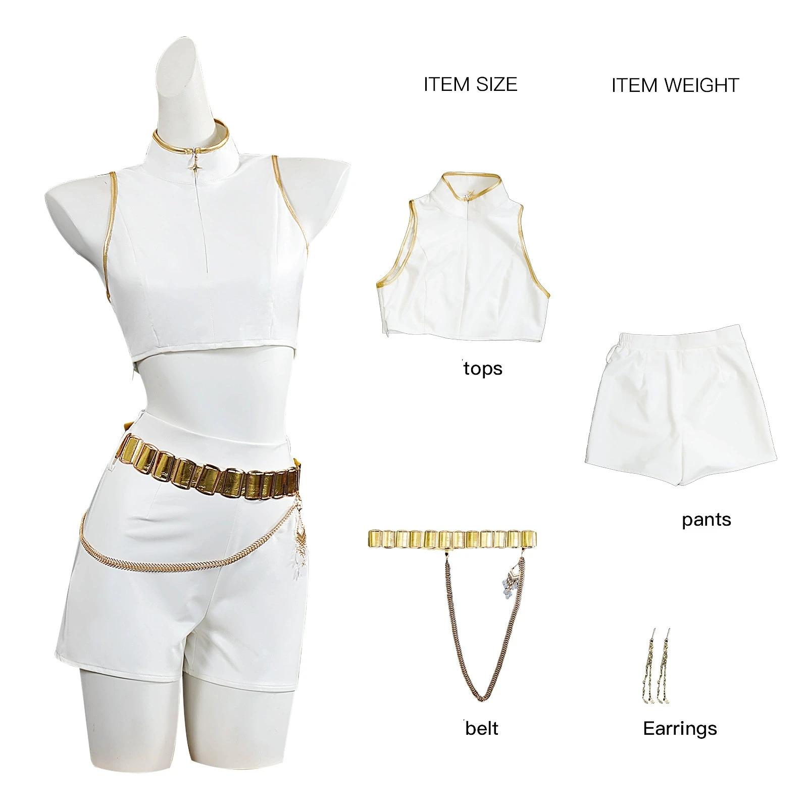 Rumi Mira Zoey Wit Zingend Pak Dames Halloween Carnaval Feest Rollenspel Outfit Halloween Carnaval Cosplay Kostuum 120