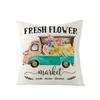 Flower Truck Pillowcase Nordic Linen Printed Sofa Pillowcase Living Room Bedroom Bedside Cushion Cover
