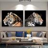 Tiger Leopard Löwenkopf Tiere Leinwand Wand Schwarz und Weiß Kunst im Dunkeln Pop Cool Art Moderne Malerei Home Bilder Dekoration Poster Drucke