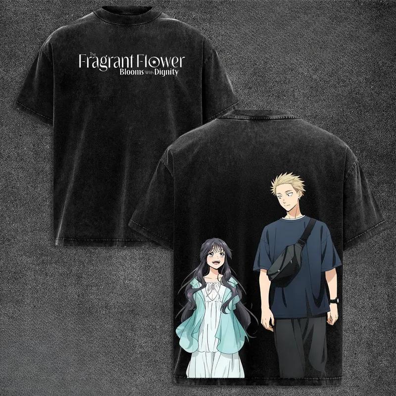 Tsumugi Waguri The Fragrant Flower Blooms With Dignity Graphic T Shirt Men Women Casual Cotton Tshirts Vintage Washed Streetwear