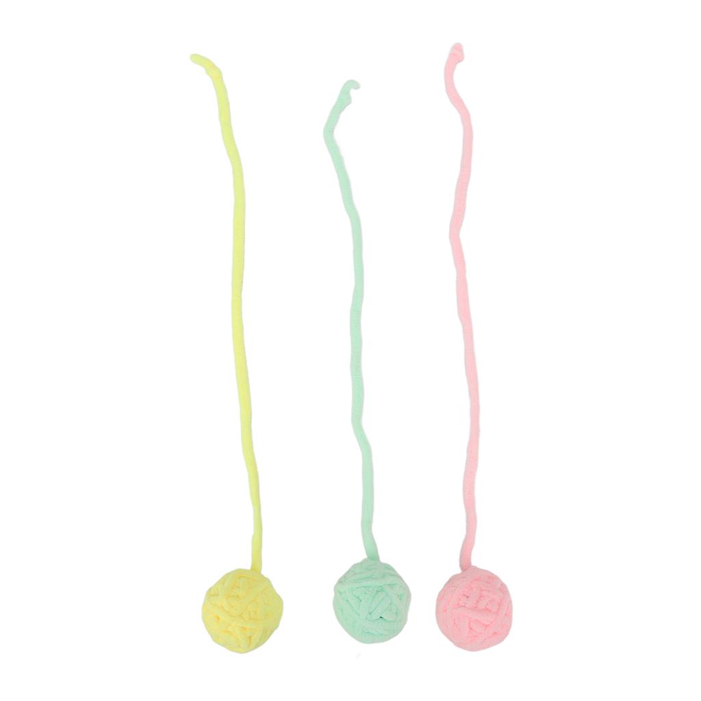 3Pcs Cat Plush Ball Interactive Cat Fuzzy Chew Balls with Bells for Indoor Cats Kitten Pure Color