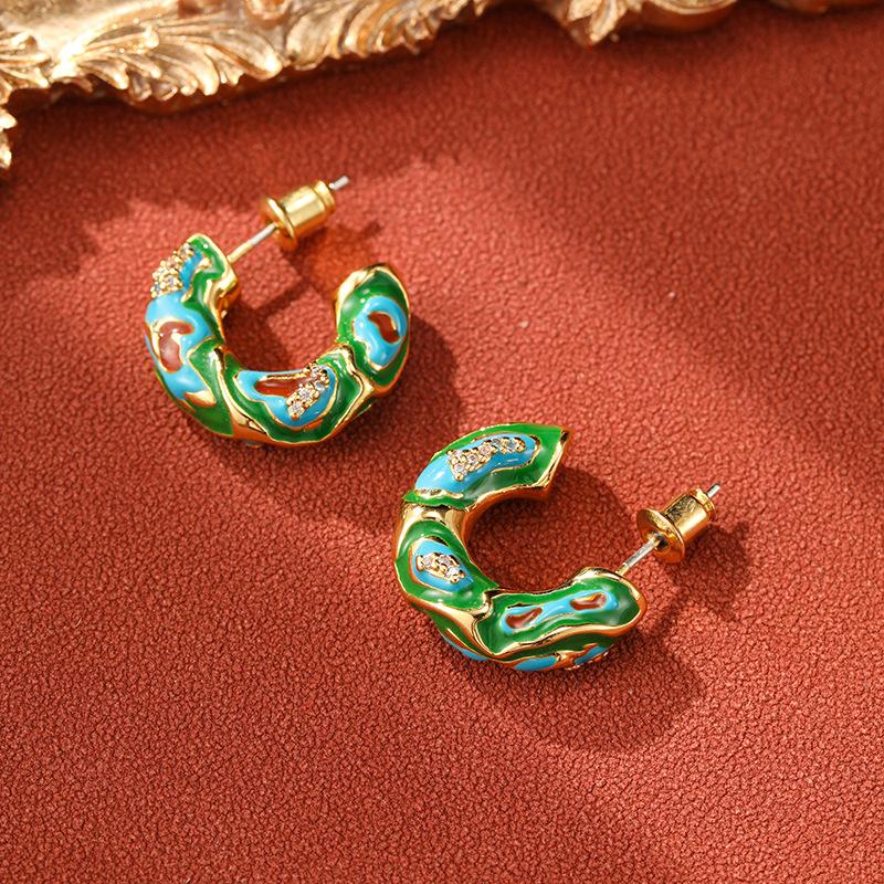 Jewelry Spring New Women's Luxury Design Dropped Oil Enamel Earrings Elegant And Fashionable Style Earrings Fashion Jewelry