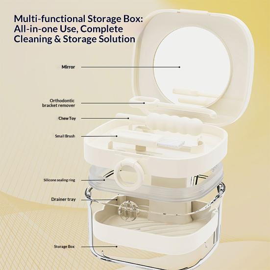 Retainer Case Transparent Denture Bath Box with Strainer Basket Mouth Guard Case Travel Braces Container for Soaking Cleaning Storage
