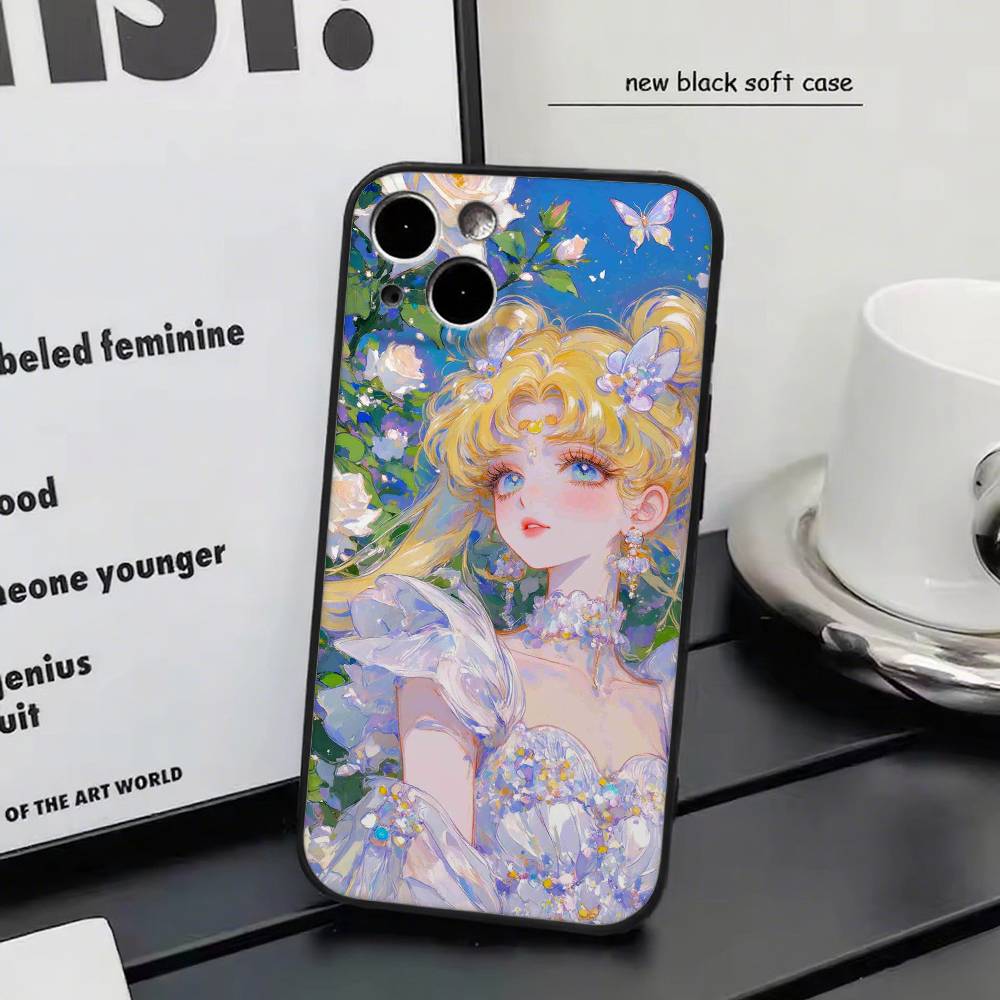 T-Tsukino U-Usagi Brave Cartoon Girl Sailor M-Moon Phone Case Silicone Soft For IPhone 17 Air 16 15 14 13 12 11 Plus Pro Max Plu