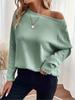 Women S Waffle Knit Off Shoulder Long Sleeve Pullover Top