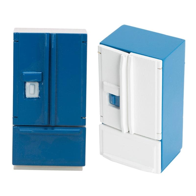 2.87x2.1x5.4in Mini Double Door Refrigerator Decor Girls Decorative Ornaments Toy Portable Exquisite Appearance Supplies