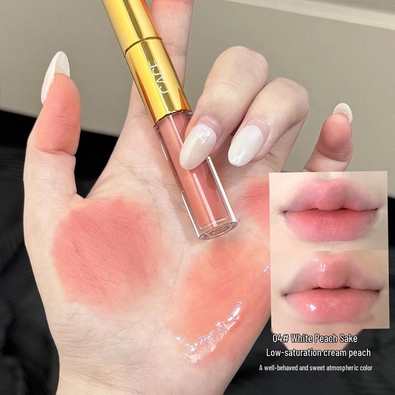 CACE Double-Ended Lip Gloss: Matte Lip Mud & Transparent Lip Oil for a Cool, Glossy Finish