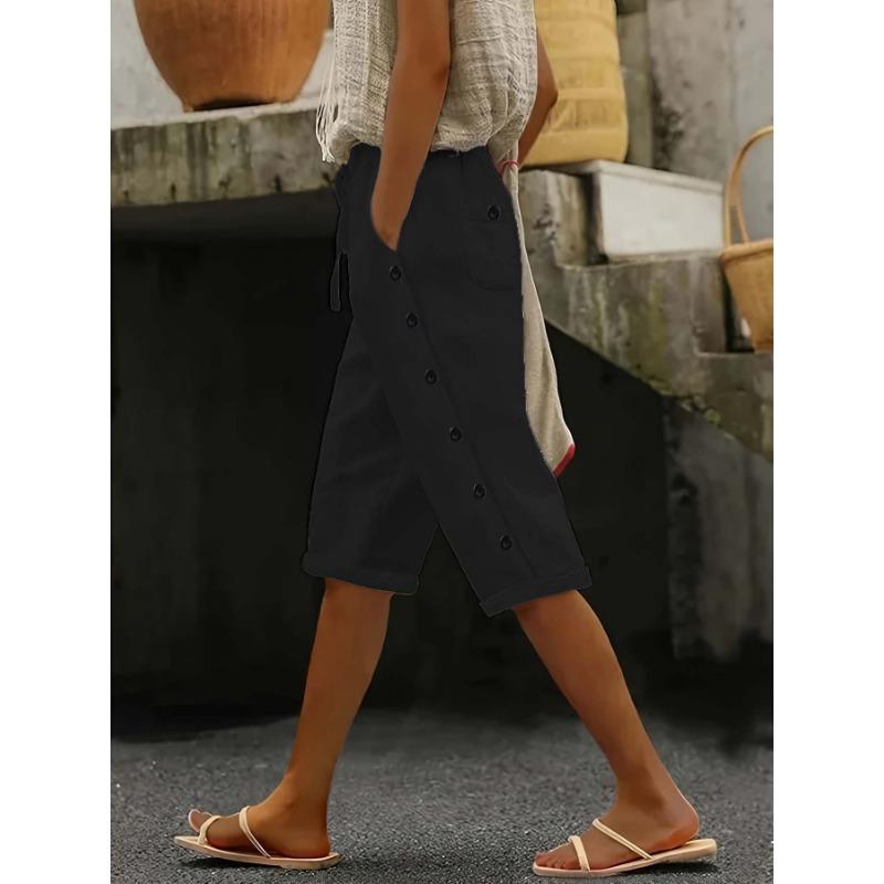 

DAFIFY Женские модные повседневные спортивные шорты с принтом однотонного цвета и высокой талией L чёрный