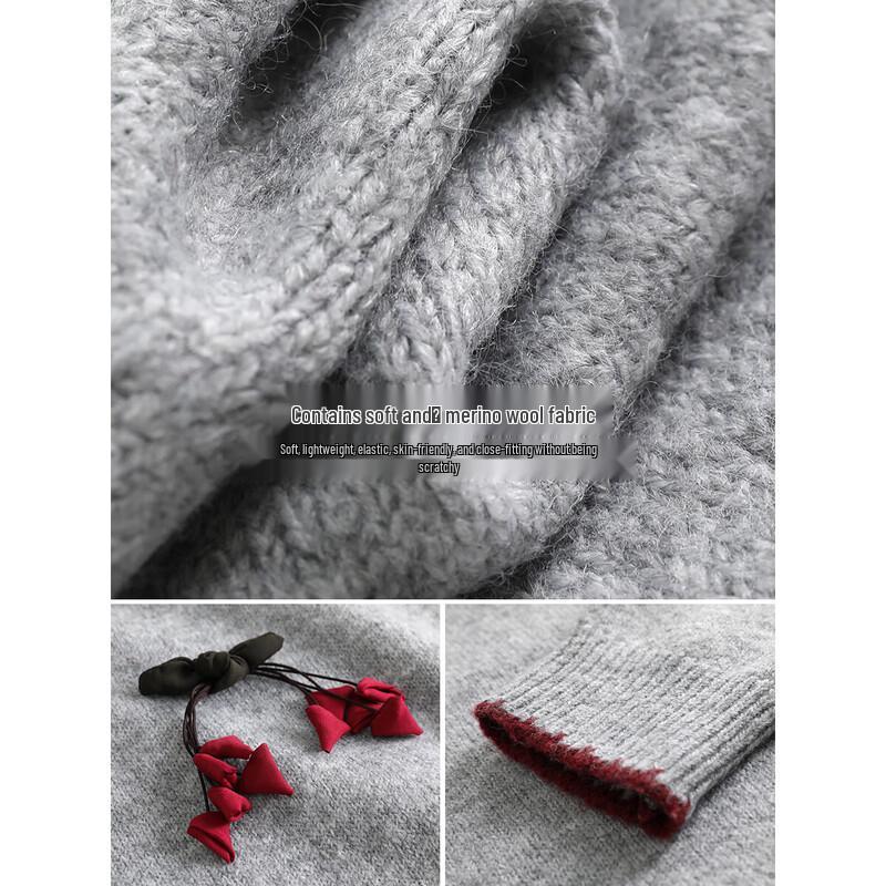 Women's Soft Wool Blend Cherry Detail Drop Shoulder Sweater