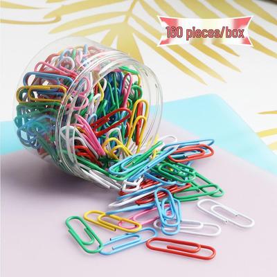 Rust-Proof Colored Plastic Paper Clips - File Fasteners & Binder Clips for Office Stationery