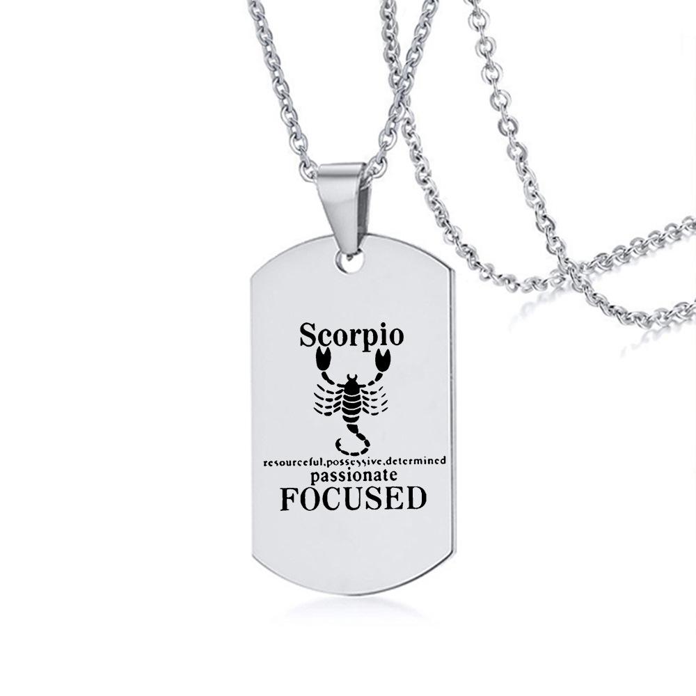 Sternzeichen Halskette für Männer Frauen 12 Konstellation Edelstahl Skorpion Kette Halskette Geburtstagsgeschenk Anhänger Schmuck