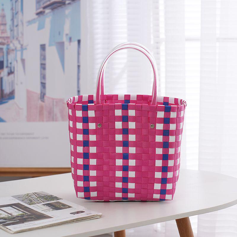 Handmade PVC Woven Bag: Versatile Home, Vegetable, Bath, and Beach Basket
