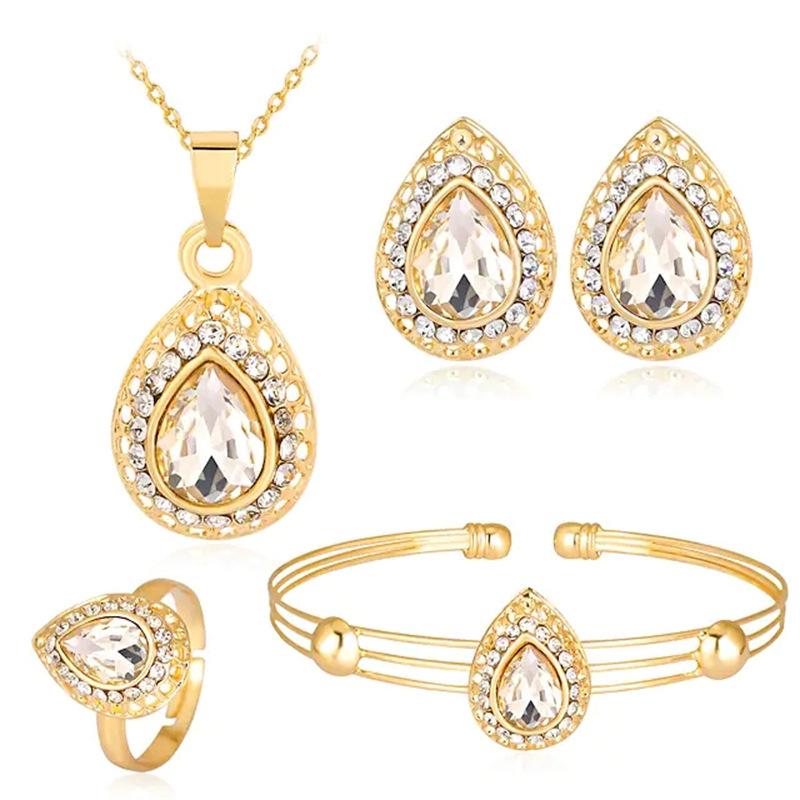 

Women s Jewelry Set, Waterdrop Gem Series Style, Necklace, Earrings, Rings, Bracelets Four Piece Set