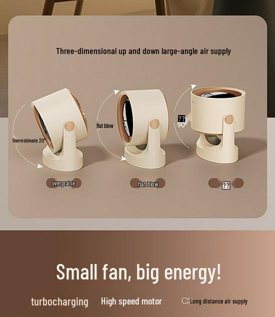 100-Speed Mini Desktop Circulating Fan for Dorms and Offices - Strong Wind Cooling