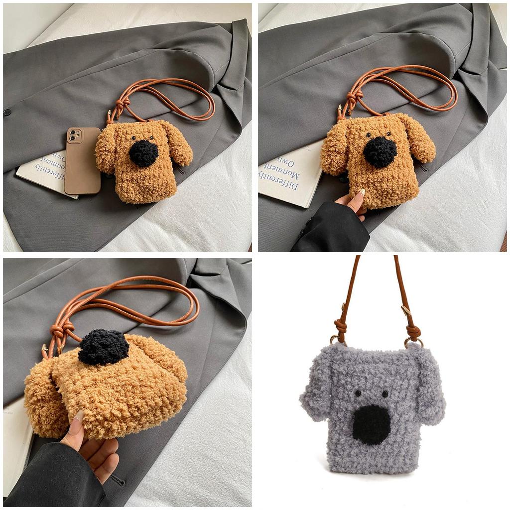 Preschool Kids Plush Dogshoulder Bag Crafted From Soft Polyester For Daily Use