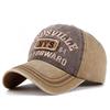 Four Seasons Men Baseball Cap Casual Distressed Washed Cotton Letter Embroidered Cap Bent Brim Dome Casual Sun Protection Hat