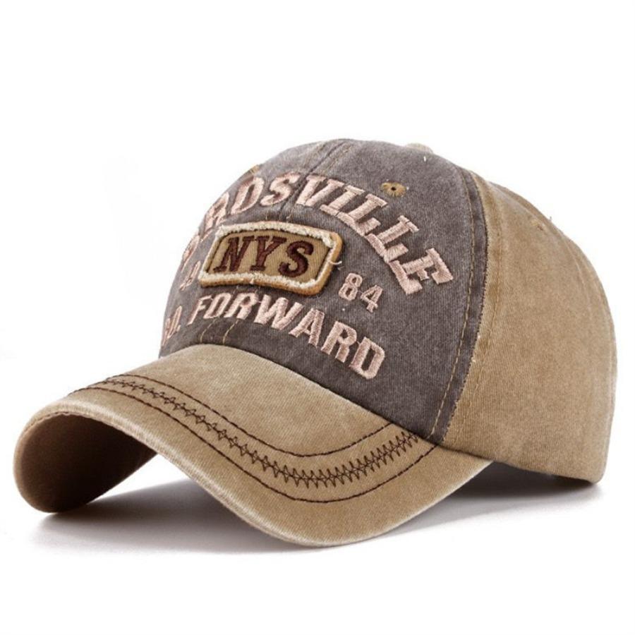 Four Seasons Men Baseball Cap Casual Distressed Washed Cotton Letter Embroidered Cap Bent Brim Dome Casual Sun Protection Hat