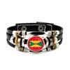 Factory National Country Flag Design Bracelet Crystal Bead Snap Button Sports National Team Jewelry Gift Leather Wrap Bracelet