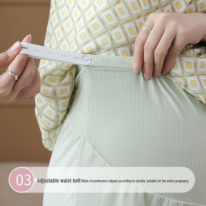 Maternity Ice Silk High-Waist Loose Pants - Summer, Adjustable, Plus Size, Anti-Exposure