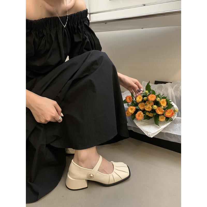 Fashion Beautiful Cry ~ French One-button High Heels Female Spring Summer Small Fragrant Wind Mary Jane Single Shoes