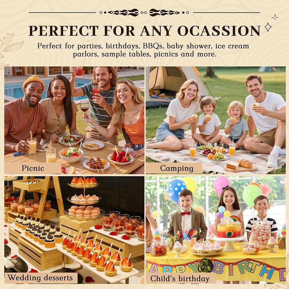 100Pcs Disposable Appetizer Forks Bamboo Dessert Cocktail Forks Restaurant Tableware  Household Use
