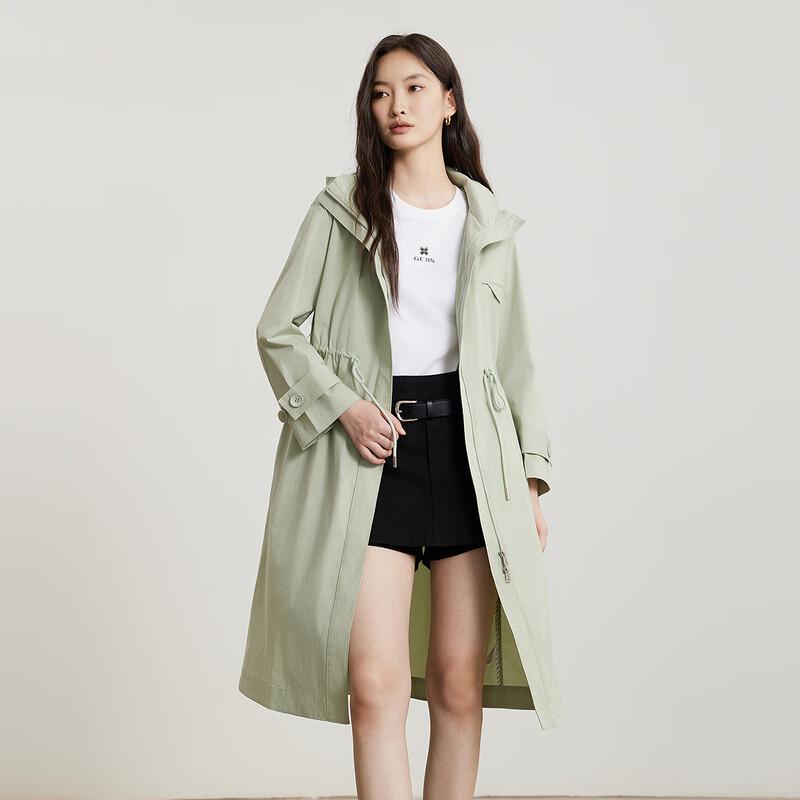 Gejin Women's Slim-fit Hooded Trench Coat