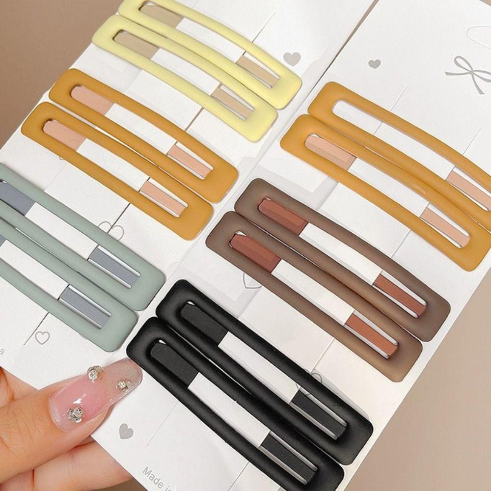 6pcs/set Frosting Rectangle Hairpins Korean Style Geometry Barrettes Vintage   Girl