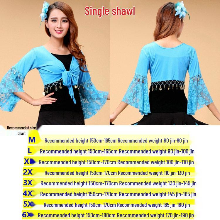 

Lace Bell Sleeve Dance Shawls & Costumes for Belly & Square Dance Performances M fits 80-90 lbs озеро синий