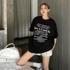 Fat MM black letters lazy slack short sleeve large version long t-shirt women's summer new loose large size top white