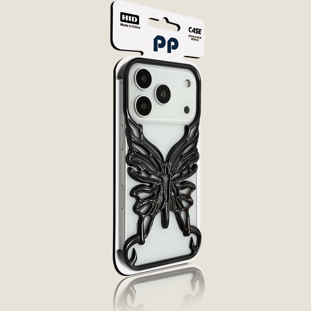 

Artistic Hollow Butterfly Case For iPhone 17 Air 16 15 14 13 12 11 Pro Max Plus Hard PC 3D Cut-Out Plating Phone Funda iPhone17