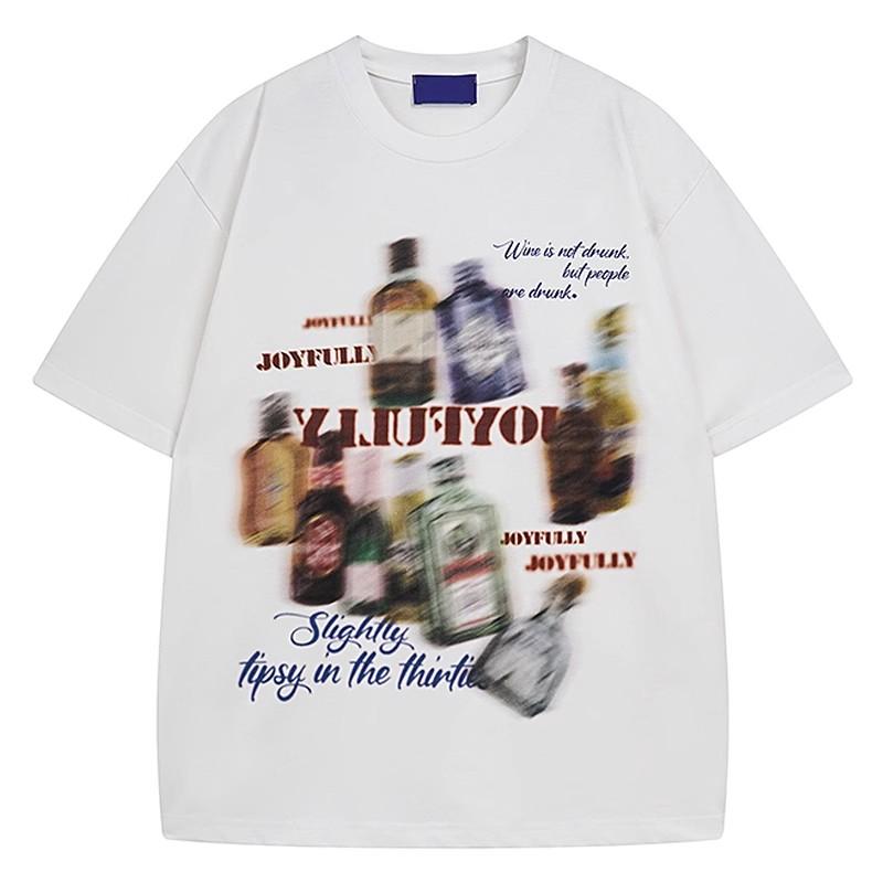 

Футболка с короткими рукавами American Retro High Street, мужская футболка высокого качества Ruan Shuai Oumei, модная брендовая пара 3XL белый