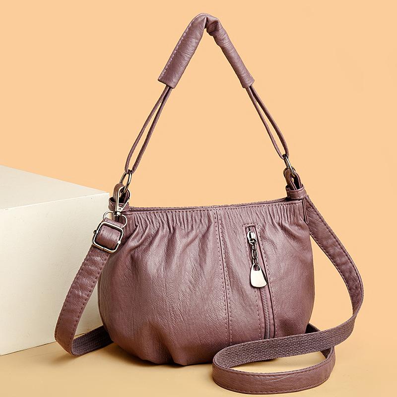 Damska torebka skórzana, miękka, duża pojemność, torba typu crossbody na ramię