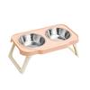 Double Bowls Pet High Footed Bowl Non-Slip Detachable Cat Food Water Bowl Multifunction Protect Cervical Spine