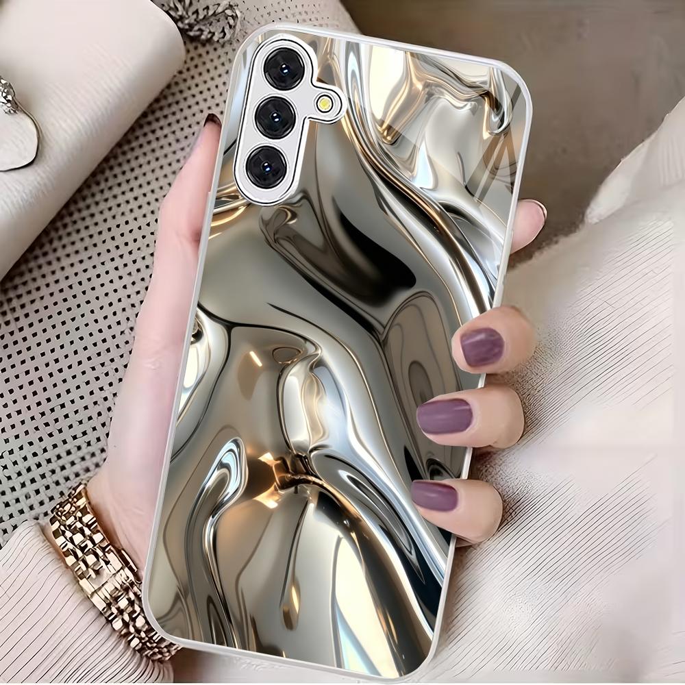 Metal Flow Dynamic Glass Phone Case Suitable for Samsung Galaxy S26 S25 S24 S23 S22 S20 FE/Ultra/Plus Anti Drop Back Cover