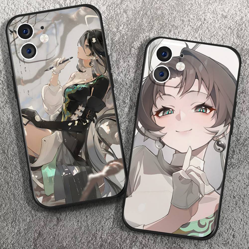 Jianxin Anime Game W-Wuthering Waves Phone Case For IPhone 17 Air 16 15 14 13 Pro Max 11 12 Black Silicone Cover