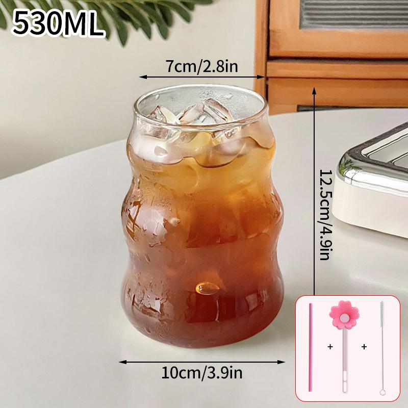 Cold Coffee Cups Latte Coffee Glass Juice Milk Water Cup Clear Water Bottle Glasses for Drinks Kitchen Desk Accessorie