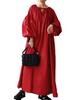 Antiqua Long Sleeve Solid Free Size Red Women's Dress, PO-00168, 12,