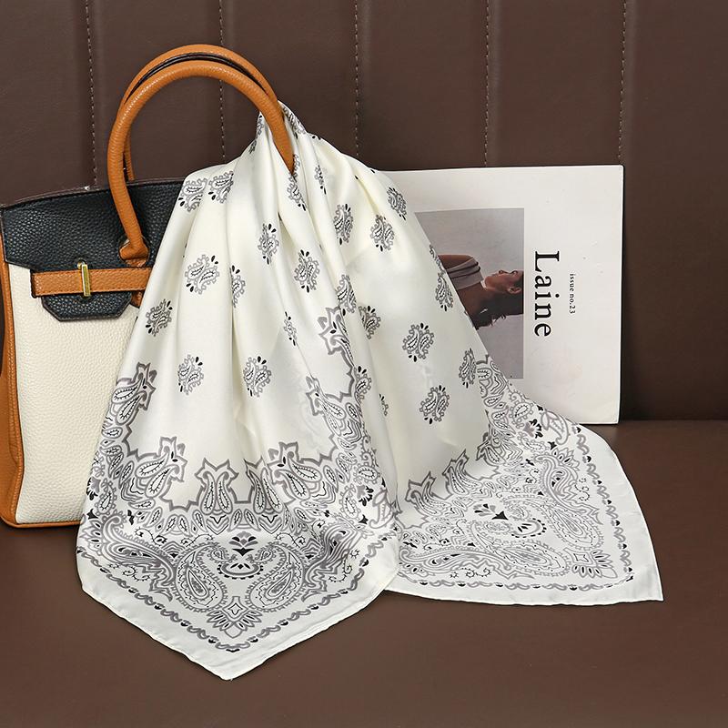 Fashion Print Silk Hairbands Scarf Women  Spring New Elagant Floral Bandana Neck Kerchief Head Bands Foulard Female Scarfs