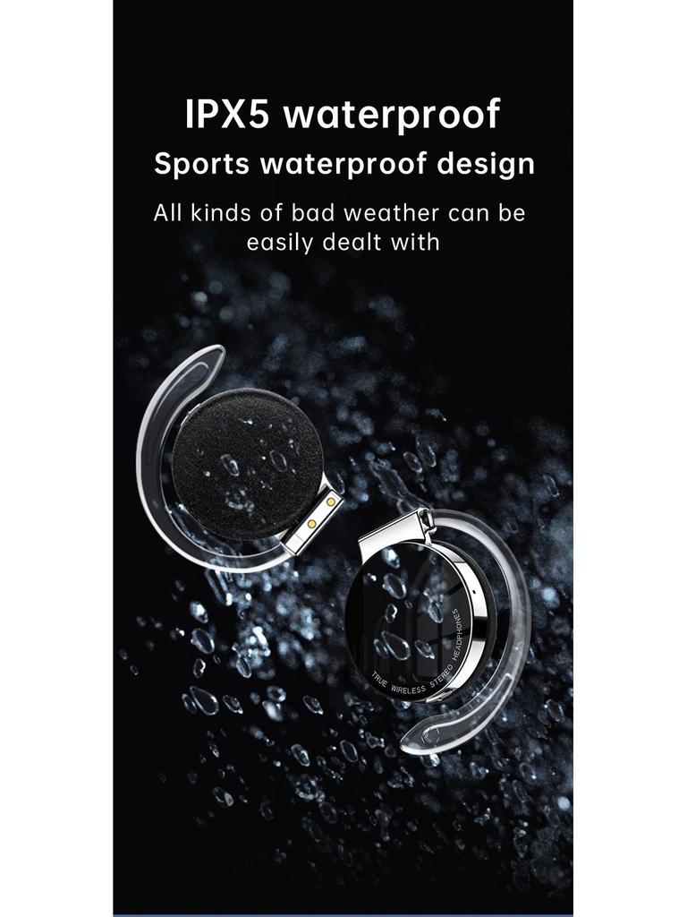 F2 Wireless Bluetooth Earbuds with Clip-on Ear Hooks for Business, Commuting, or Running - Compatible with Huawei, Apple, and Android Devices.