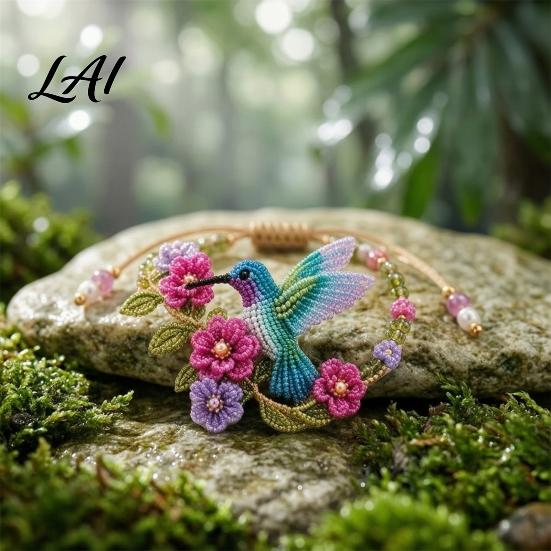 Quiet Time Handcraft Activities DIY Beaded Bracelet Making Kit 3D Hummingbird Butterfly Fox Small Ornament Kit Craft Beginner-Friendly Bead