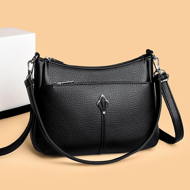Popular Fashion Texture Mom Bag, Single-shoulder Crossbody Bag with Soft Leather and Multi-layered Underarm Design